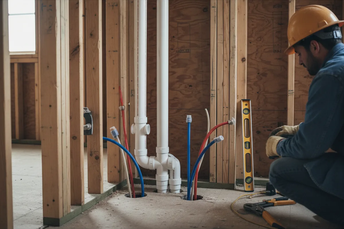 Drain and supply rough-in during Drain Cleaning in Pineville